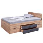 Bed Liora Artisan eikenhouten look/antracietkleurig - 140 x 200cm