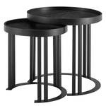 Set di 2 tavolini Migba rotondo Impiallacciato in vero legno / Metallo - Quercia nero