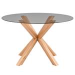 Eettafel DUODA rond glas/massief eikenhout - Eik