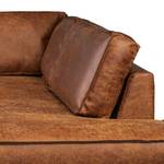 Canapé d’angle FORT DODGE avec ottomane Aspect cuir vieilli - Microfibre Yaka: Cognac - Méridienne longue à droite (vue de face) - Sans fonction couchage