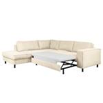 Ecksofa FORT DODGE mit Ottomane Cordstoff Poppy: Beige  - Ottomane davorstehend links - Mit Schlaffunktion