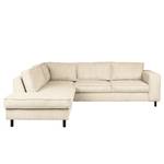 Ecksofa FORT DODGE mit Ottomane Cordstoff Poppy: Beige  - Ottomane davorstehend links - Mit Schlaffunktion