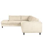 Ecksofa FORT DODGE mit Ottomane Cordstoff Poppy: Beige  - Ottomane davorstehend links - Mit Schlaffunktion