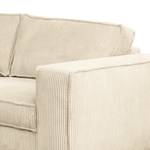 Ecksofa FORT DODGE mit Ottomane Cordstoff Poppy: Beige  - Ottomane davorstehend links - Mit Schlaffunktion