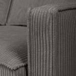 Canapé d’angle FORT DODGE avec ottomane Velours côtelé Poppy: Gris - Méridienne longue à gauche (vue de face) - Sans fonction couchage