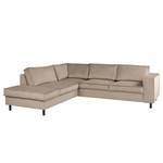 Ecksofa FORT DODGE mit Ottomane Samt Ravi: Beige - Ottomane davorstehend links - Mit Schlaffunktion