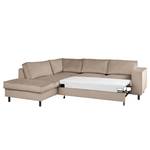 Ecksofa FORT DODGE mit Ottomane Samt Ravi: Beige - Ottomane davorstehend links - Mit Schlaffunktion