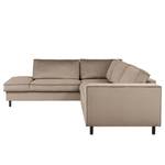 Ecksofa FORT DODGE mit Ottomane Samt Ravi: Beige - Ottomane davorstehend links - Mit Schlaffunktion