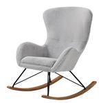 Fauteuil à bascule Ikorn Fourrure synthétique - Métal / Chêne - Gris clair / Noir - Gris clair - Chêne