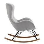 Fauteuil à bascule Ikorn Fourrure synthétique - Métal / Chêne - Gris clair / Noir - Gris clair - Chêne