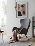 Fauteuil à bascule Ikorn Fourrure synthétique - Métal / Chêne - Gris foncé / Noir - Gris foncé - Chêne