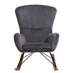 Fauteuil à bascule Ikorn Fourrure synthétique - Métal / Chêne - Gris foncé / Noir - Gris foncé - Chêne