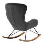 Fauteuil à bascule Ikorn Fourrure synthétique - Métal / Chêne - Gris foncé / Noir - Gris foncé - Chêne