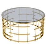 Couchtisch Kirpu Metall / Glas - Gold / Grau - Gold - Durchmesser: 90 cm