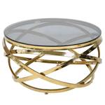 Salontafel Kirpu metaal/glas - goudkleurig/grijs - Goud - Diameter: 80 cm