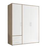 Armoire à portes battantes Zajak Blanc / Imitation chêne de Sonoma - Largeur : 155 cm