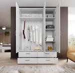 Drehtürenschrank Tillo Weiß - Breite: 138 cm - Mit Spiegeltür/-en