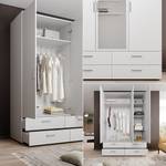 Armoire à portes battantes Tillo Blanc - Largeur : 138 cm - Avec portes miroir