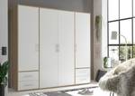 Armoire à portes battantes Zajak Blanc / Imitation chêne de Sonoma - Largeur : 206 cm