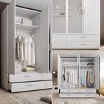 Armoire à portes battantes Tillo Blanc - Largeur : 183 cm - Avec portes miroir