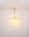 Hanglamp Jamessa gekleurd glas/ijzer/messing/textielmix - 6 lichtbronnen - Aantal lichtbronnen: 6