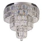 Plafondlamp Empire staal/transparant glas - chroom - 6 lichtbronnen