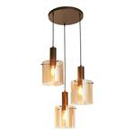 Suspension Sweden 3 ampoules Acier / Verre - Ambre jaune