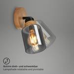 Wandlamp Venteira 1 lichtbron aluminium/massief eikenhout - zwart