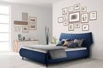 Letto imbottito Valesk Blu scuro - 160 x 200cm - Tessuto piatto