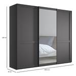 Armoire à portes coulissantes Marlow Graphite - Largeur : 250 cm - 1 miroir