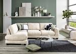 Ecksofa Renera mit Ottomane Chenille Leyla: Creme - Ottomane davorstehend links