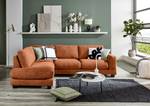 Ecksofa Renera mit Ottomane Chenille Leyla: Terracotta - Ottomane davorstehend links