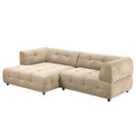 Ecksofa Ginzo mit Longchair Webstoff Stormy: Beige - Longchair davorstehend links