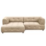 Ecksofa Ginzo mit Longchair Webstoff Stormy: Beige - Longchair davorstehend links