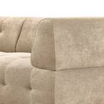 Hoekbank Ginzo met chaise longue Geweven stof Stormy: Beige - Longchair vooraanzicht links