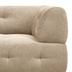 Hoekbank Ginzo met chaise longue Geweven stof Stormy: Beige - Longchair vooraanzicht links