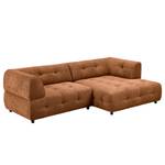 Ecksofa Ginzo mit Longchair Webstoff Stormy: Rostbraun - Longchair davorstehend rechts