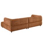 Ecksofa Ginzo mit Longchair Webstoff Stormy: Rostbraun - Longchair davorstehend rechts