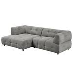 Ecksofa Ginzo mit Longchair Chenille Gelia: Grau - Longchair davorstehend links