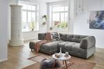 Hoekbank Ginzo met chaise longue Chenille Gelia: Grijs - Longchair vooraanzicht links