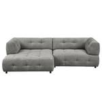 Ecksofa Ginzo mit Longchair Chenille Gelia: Grau - Longchair davorstehend links