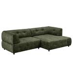 Hoekbank Ginzo met chaise longue Velours Adela: Antiek groen - Longchair vooraanzicht rechts