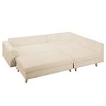 Ecksofa Meyford Cordstoff Lola: Creme - Ottomane davorstehend rechts - Mit Hocker