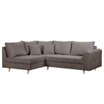 Ecksofa Meyford Cordstoff Lola: Espresso - Ottomane davorstehend links - Mit Hocker