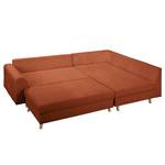 Ecksofa Meyford Cordstoff Lola: Kupfer - Ottomane davorstehend rechts - Mit Hocker