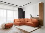 Ecksofa Meyford Cordstoff Lola: Kupfer - Ottomane davorstehend links - Mit Hocker