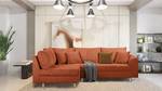 Ecksofa Meyford Cordstoff Lola: Kupfer - Ottomane davorstehend links - Mit Hocker