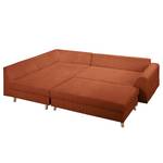 Ecksofa Meyford Cordstoff Lola: Kupfer - Ottomane davorstehend links - Mit Hocker