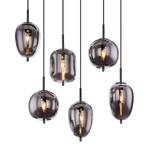 Suspension Blacky - Type C Verre dépoli / Fer - 6 ampoules