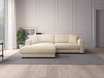 Hoekbank LAYAA met chaise longue Geweven stof Saia: Beige - Breedte: 238 cm - Longchair vooraanzicht links